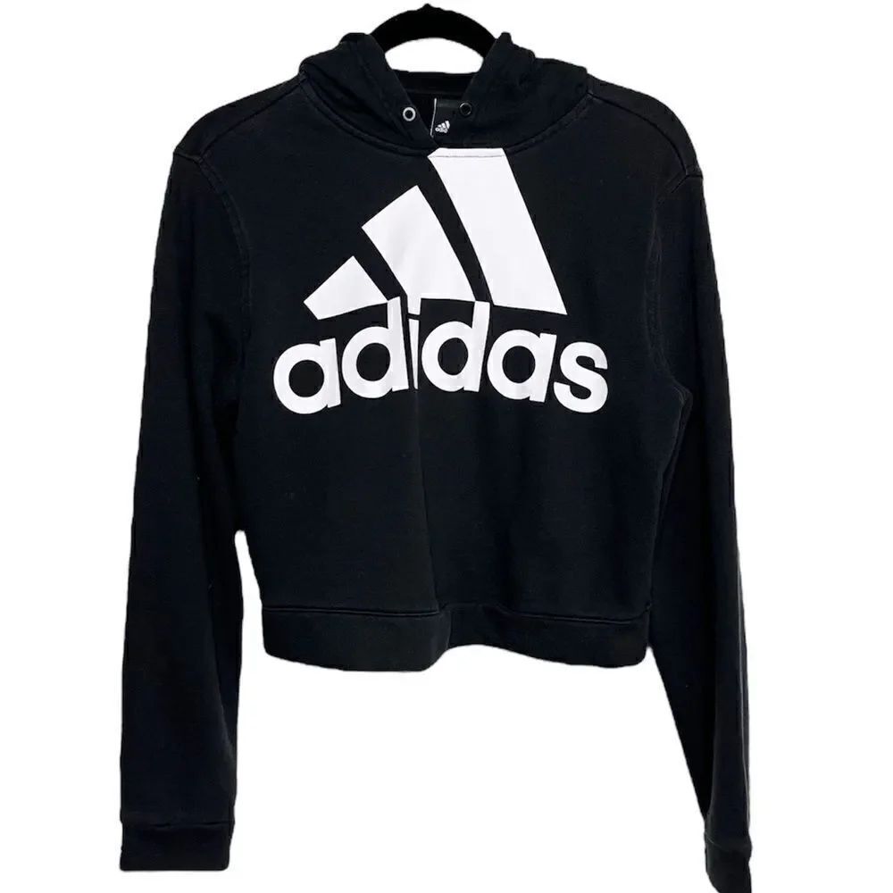 Adidas Logo Pullover Hoodie Black and White Size Large
